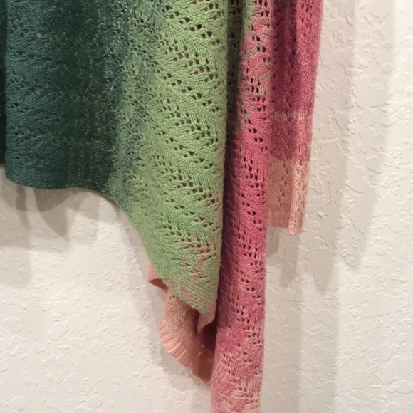 BCBG Max Azria green pink open front cardigan M - Picture 5 of 7